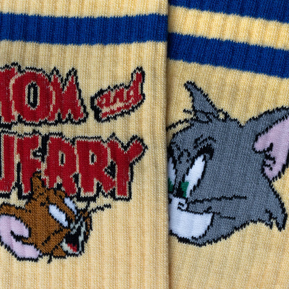 Athletic Tom and Jerry Heads Socks - Yellow