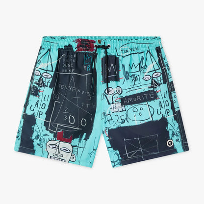 Basquiat Equals Pi Swim Shorts - Turquoise