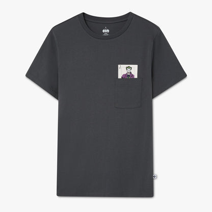 Batman Joker Calling Card Pocket Tee - Charcoal Grey