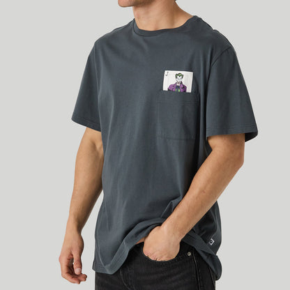 Batman Joker Calling Card Pocket Tee - Charcoal Grey