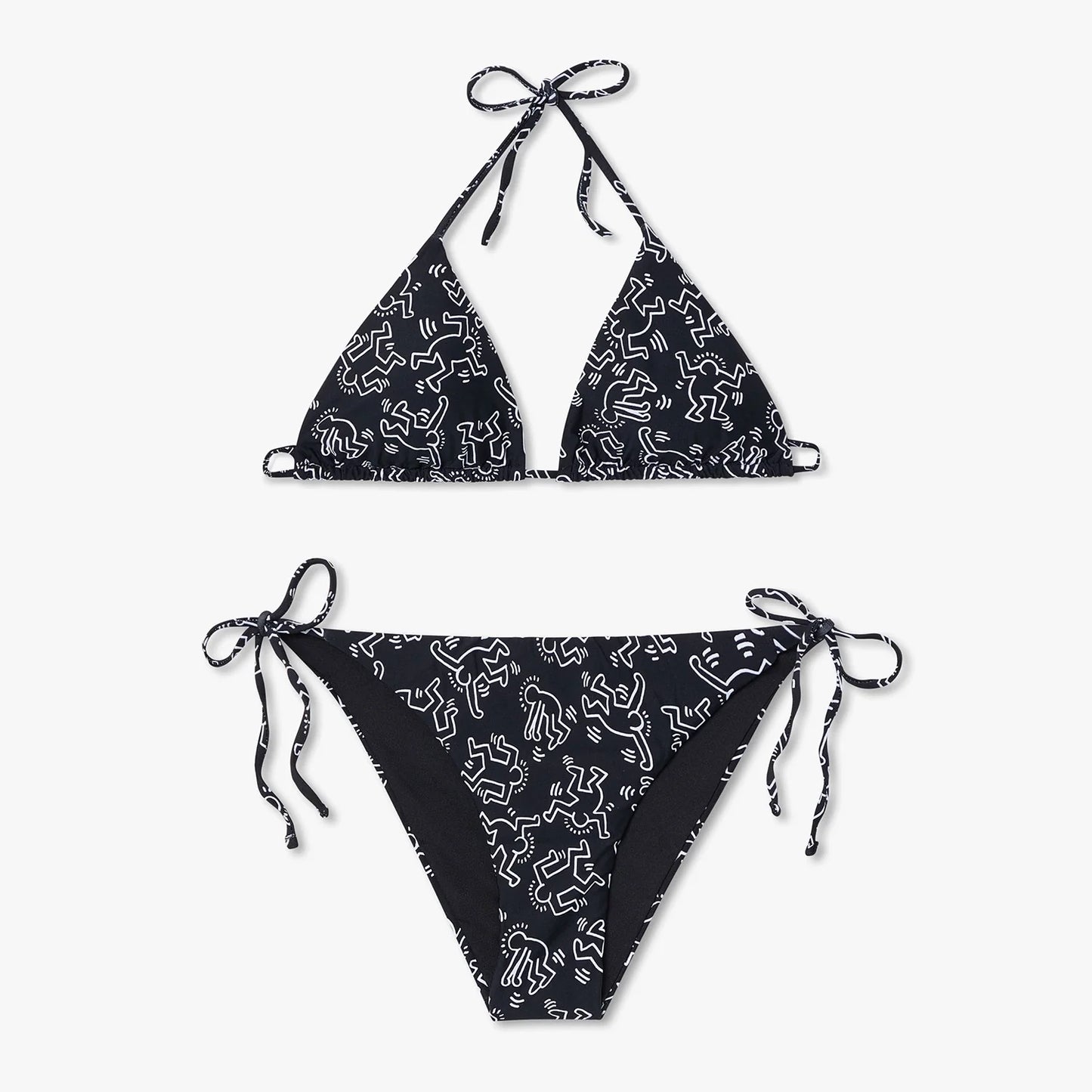 Keith Haring Dancers Bikini Top - Black