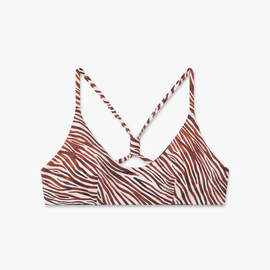 Zebra Print Scoop Top- Beige