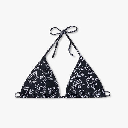Keith Haring Dancers Bikini Top - Black