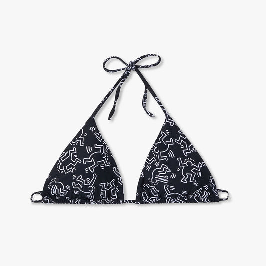 Keith Haring Dancers Bikini Top - Black