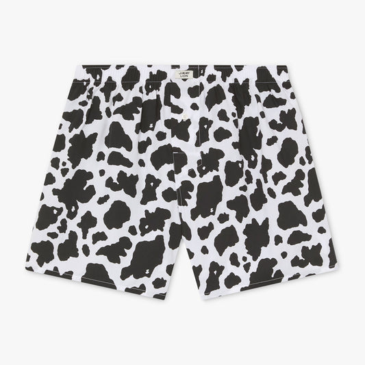 Cow Print Boxer Shorts - White