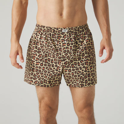 Leopard Print Boxer Shorts - Warm Beige
