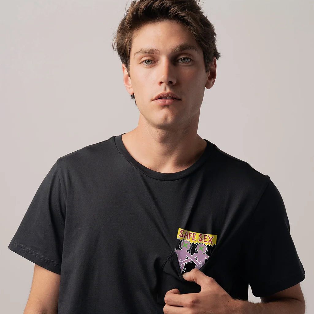 Keith Haring Safe Sex Pocket Tee - Black