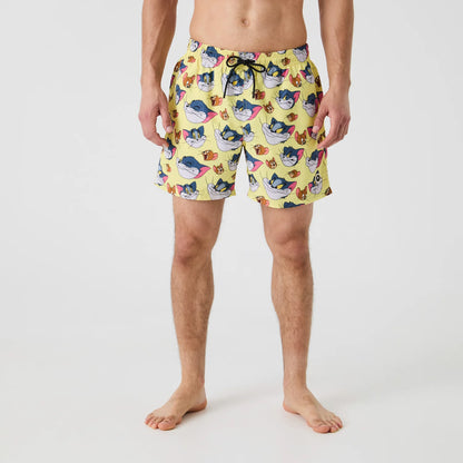 Tom and Jerry Vintage Swim Shorts - Yellow